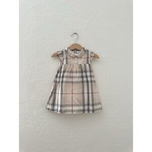 Burberry Baby Davina Dress 12M Nova Check Plaid Peter Pan Collar Cotton EUC